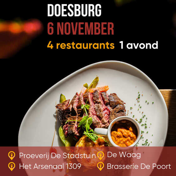 Restaurant actie Doesburg, diner en wijn goedkoop
